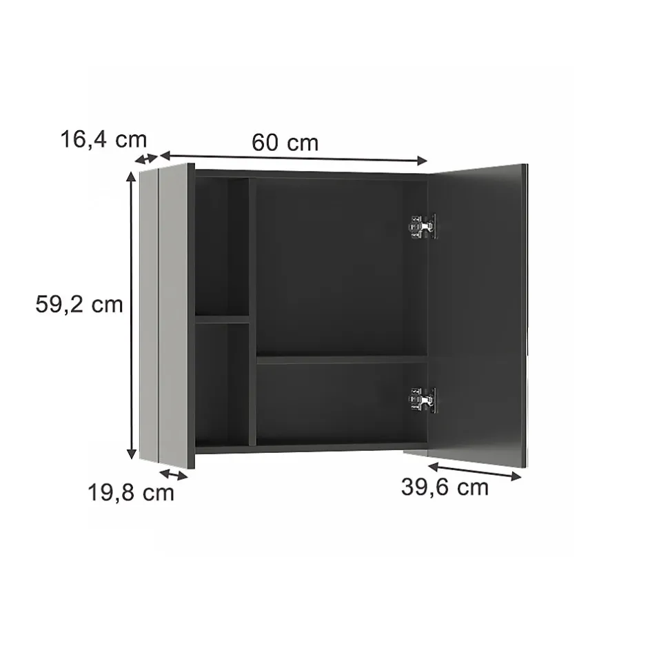 Vicco Armoire de toilette Anthracite 60x59.2cm Avec étagères et 1 porte miroir* Armoire De Toilette