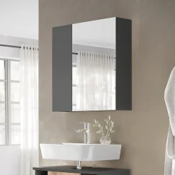 Vicco Armoire de toilette Anthracite 60x59.2cm Avec étagères et 1 porte miroir* Armoire De Toilette
