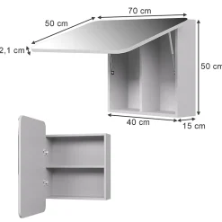 Vicco Armoire de toilette Blanc 70x50cm avec des étagères