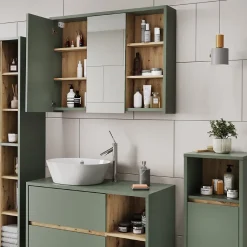 Vicco Armoire de toilette Vert/Artisan 100x75cm avec des étagères ouvertes* Armoire De Toilette