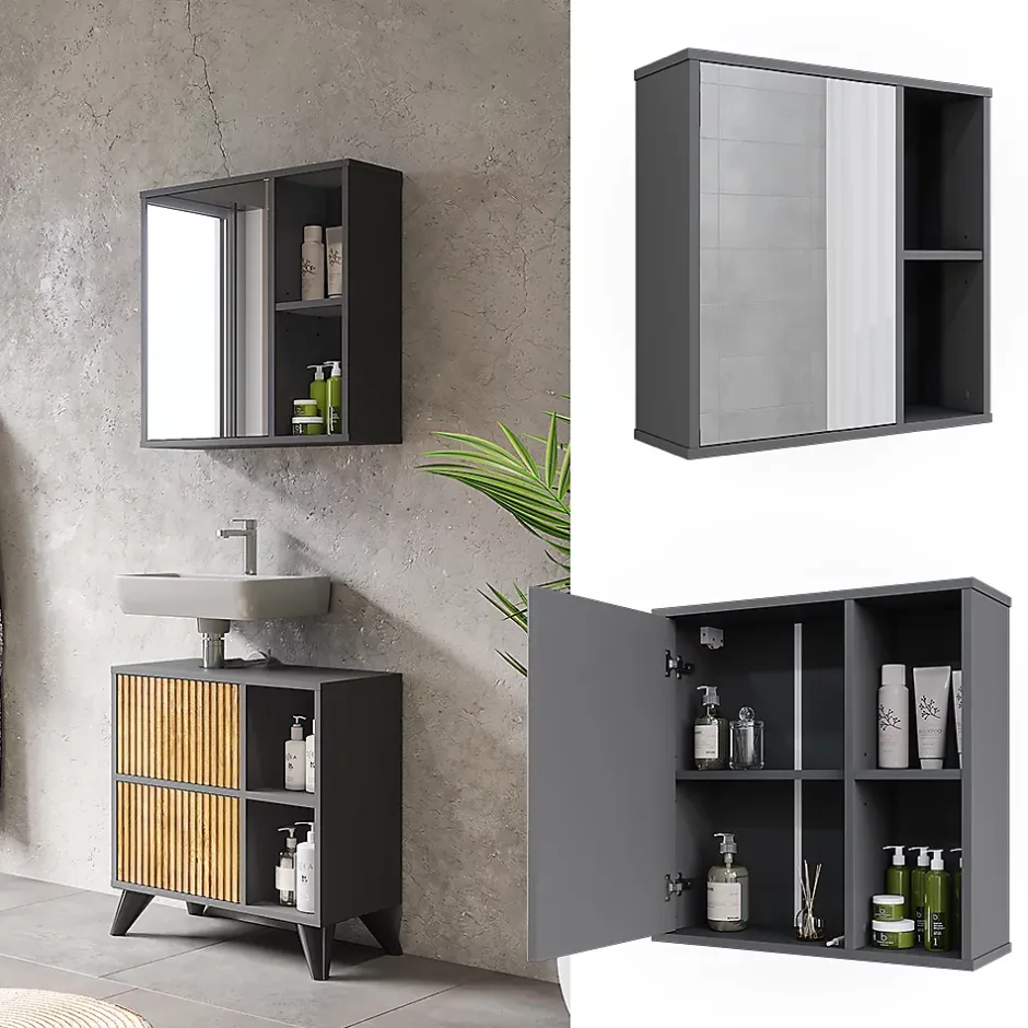 Vicco Armoire de toilette Anthracite 60x60cm