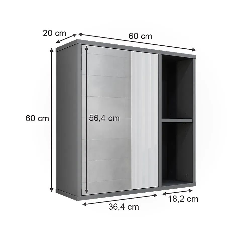 Vicco Armoire de toilette Anthracite 60x60cm
