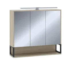 Vicco Armoire de toilette Chêne/noir 80x71.5cm avec lumière LED