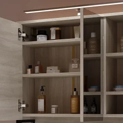 Vicco Armoire de toilette Chêne/noir 80x71.5cm avec lumière LED