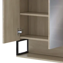 Vicco Armoire de toilette Chêne/noir 80x71.5cm avec lumière LED