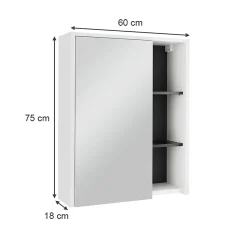 Vicco Armoire de toilette blanc/gris 60x75cm avec étagères ouvertes* Armoire De Toilette