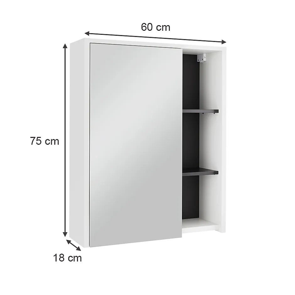 Vicco Armoire de toilette blanc/gris 60x75cm avec étagères ouvertes* Armoire De Toilette