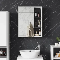 Vicco Armoire de toilette blanc/gris 60x75cm avec étagères ouvertes* Armoire De Toilette