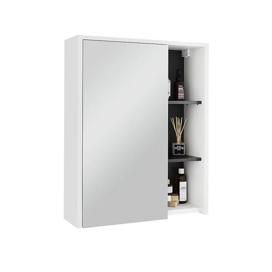 Vicco Armoire de toilette blanc/gris 60x75cm avec étagères ouvertes* Armoire De Toilette