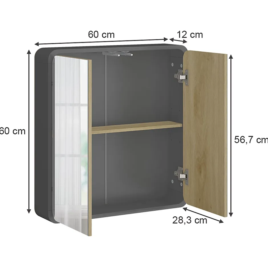 Vicco armoire de toilette Anthracite 60x60cm* Armoire De Toilette