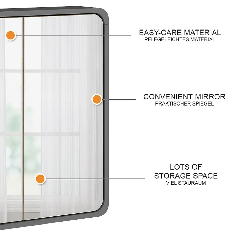 Vicco armoire de toilette Anthracite 60x60cm* Armoire De Toilette