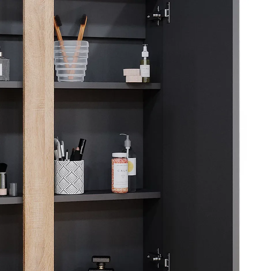 Vicco Armoire de toilette Anthracite 70.4x84cm avec 2 portes* Armoire De Toilette