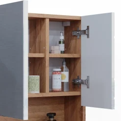 Vicco Armoire de toilette Blanc brillant/Chêne doré 54x55cm