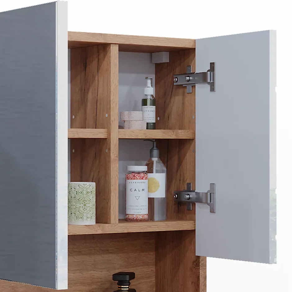Vicco Armoire de toilette Blanc brillant/Chêne doré 54x55cm
