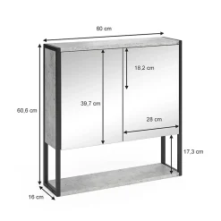 Vicco Armoire de toilette Béton 60x60.6cm