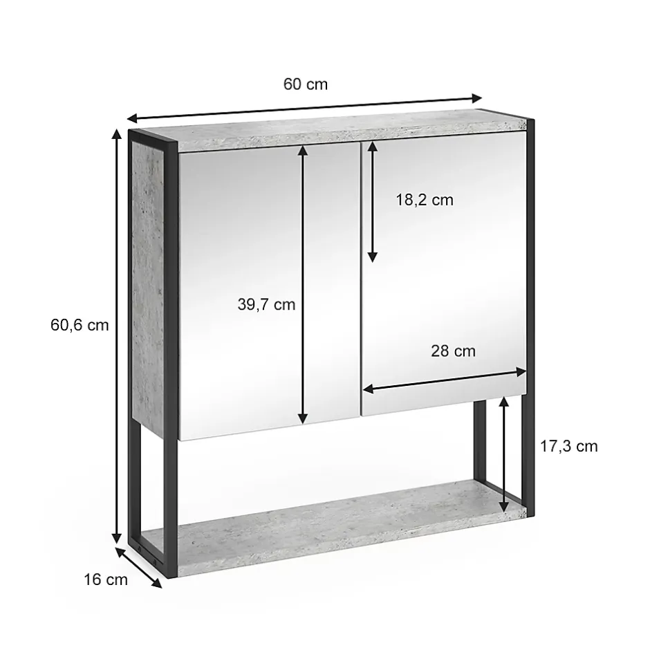 Vicco Armoire de toilette Béton 60x60.6cm