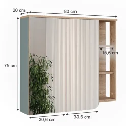 Vicco Armoire de toilette Sonoma/Bleu 80x75cm avec miroir