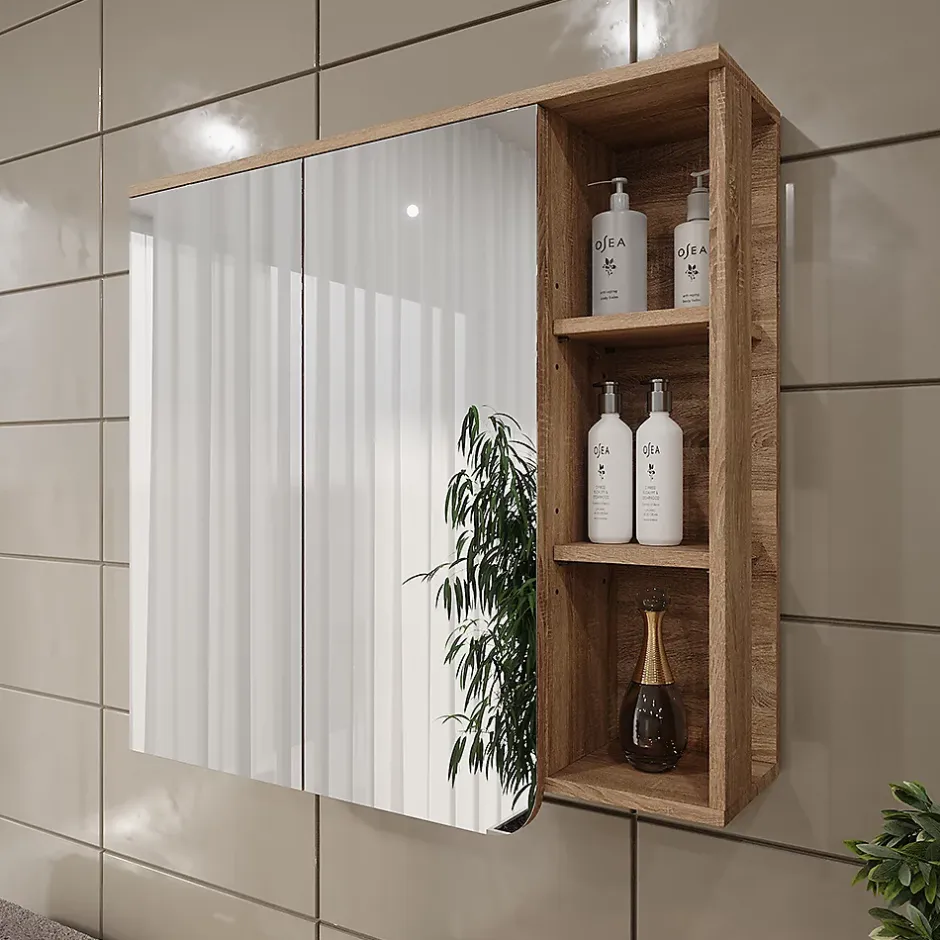 Vicco Armoire de toilette Sonoma/Bleu 80x75cm avec miroir
