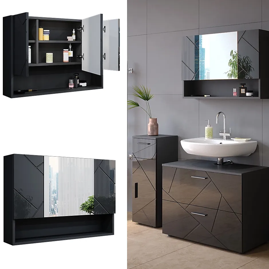 Vicco Armoire de toilette Anthracite Haute brillance 80.1x55cm* Armoire De Toilette