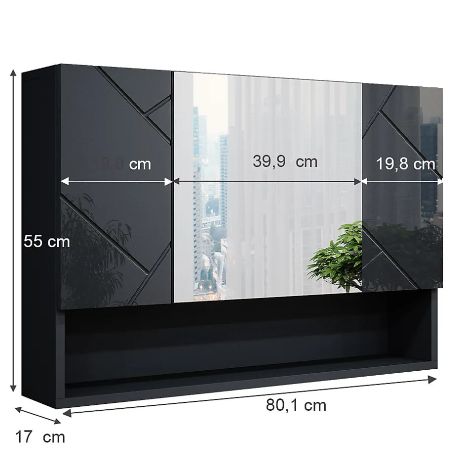 Vicco Armoire de toilette Anthracite Haute brillance 80.1x55cm* Armoire De Toilette