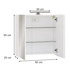 Vicco Armoire de toilette Blanc 60x60cm avec éclairage LED