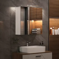 Vicco Armoire de toilette Blanc 60x60cm avec éclairage LED