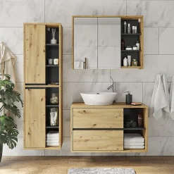 Vicco Armoire de toilette Chêne/Anthracite 100x75cm