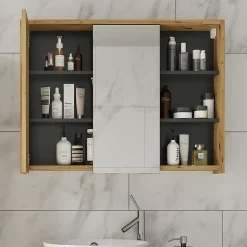 Vicco Armoire de toilette Chêne/Anthracite 100x75cm