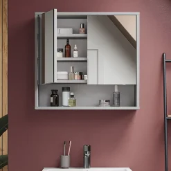 Vicco Armoire de toilette Gris 70x65cm avec 2 portes* Armoire De Toilette