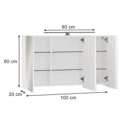 Vicco Armoire de toilette Blanc 100x60cm avec 3 portes et éclairage LED* Armoire De Toilette