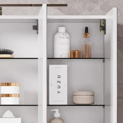 Vicco Armoire de toilette Blanc 100x60cm avec 3 portes et éclairage LED* Armoire De Toilette