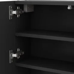 Vicco Armoire de toilette Noir 54x55cm avec porte et compartiments ouverts
