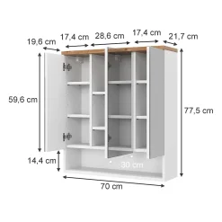 Vicco Armoire de toilette Blanc 70x77.5cm avec 3 portes