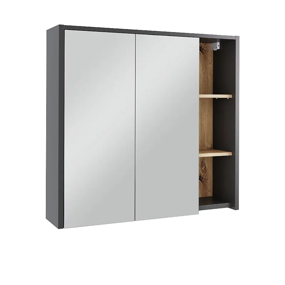 Vicco Armoire de toilette Gris/Artisan 80x75cm avec des étagères ouvertes* Armoire De Toilette