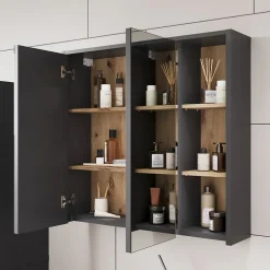 Vicco Armoire de toilette Gris/Artisan 80x75cm avec des étagères ouvertes* Armoire De Toilette