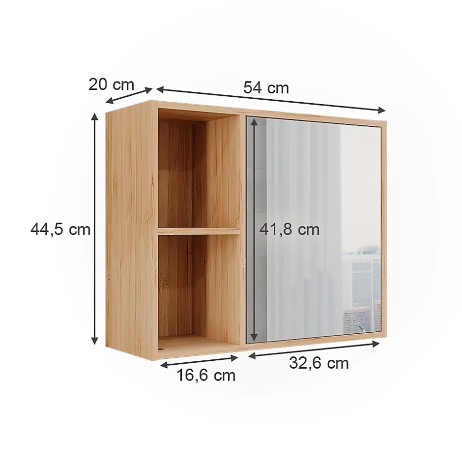 Vicco Armoire de toilette Bambou 54x44.5cm avec miroir