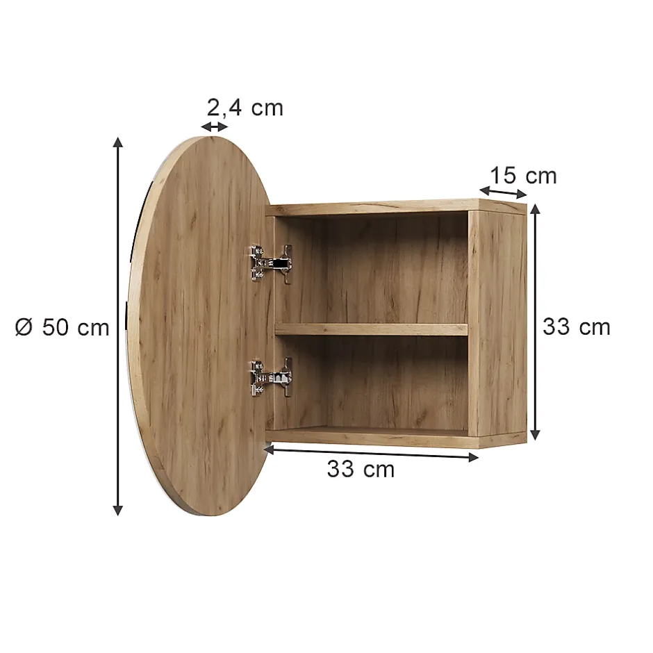 Vicco Armoire de toilette Chêne de force doré 50x50cm avec 2 compartiments