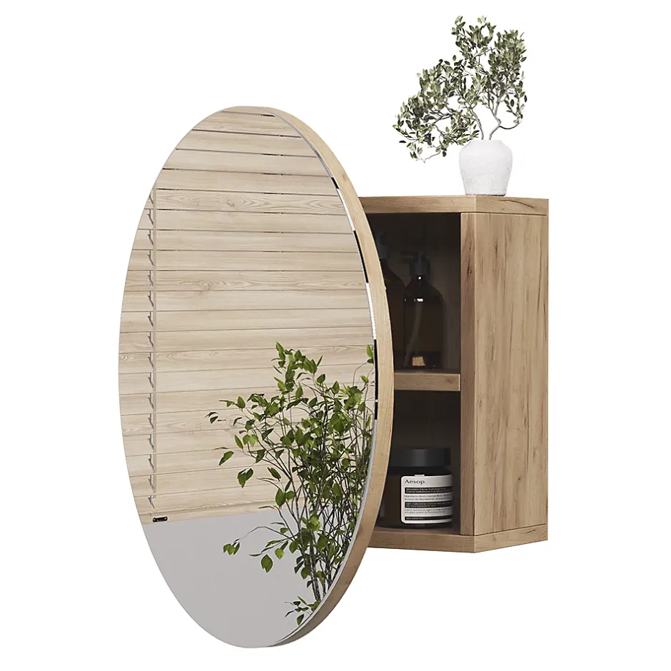 Vicco Armoire de toilette Chêne de force doré 50x50cm avec 2 compartiments