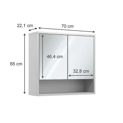 Vicco Armoire de toilette Blanc 70x65cm avec 2 portes