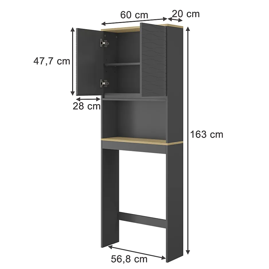 Vicco Armoire de toilette Anthracite 60x163cm* Meuble Wc