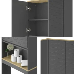 Vicco Armoire de toilette Anthracite 60x163cm* Meuble Wc