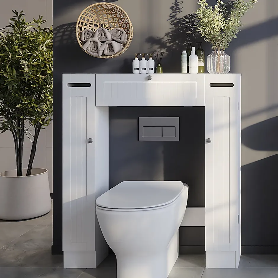 Vicco Armoire de toilette Blanc 89x99cm Distributeur de papier toilette à gauche et à droite