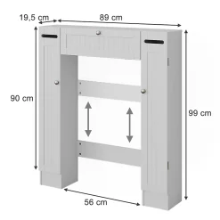 Vicco Armoire de toilette Blanc 89x99cm Distributeur de papier toilette à gauche et à droite