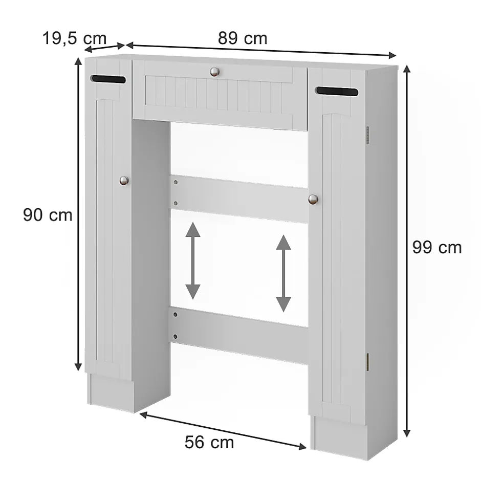 Vicco Armoire de toilette Blanc 89x99cm Distributeur de papier toilette à gauche et à droite