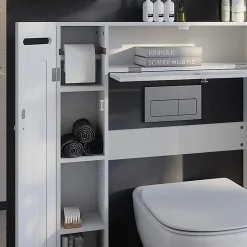 Vicco Armoire de toilette Blanc 89x99cm Distributeur de papier toilette à gauche et à droite