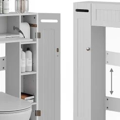 Vicco Armoire de toilette Blanc 89x99cm Distributeur de papier toilette à gauche et à droite
