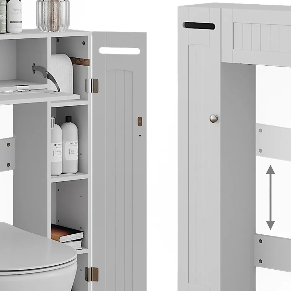 Vicco Armoire de toilette Blanc 89x99cm Distributeur de papier toilette à gauche et à droite