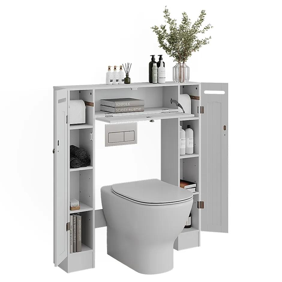 Vicco Armoire de toilette Blanc 89x99cm Distributeur de papier toilette à gauche et à droite