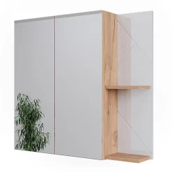 Vicco Armoire de toilette Chêne doré/blanc brillant 80x75cm* Armoire De Toilette