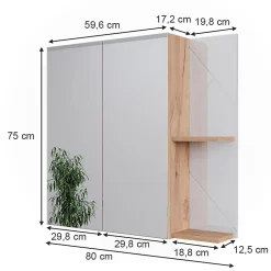 Vicco Armoire de toilette Chêne doré/blanc brillant 80x75cm* Armoire De Toilette